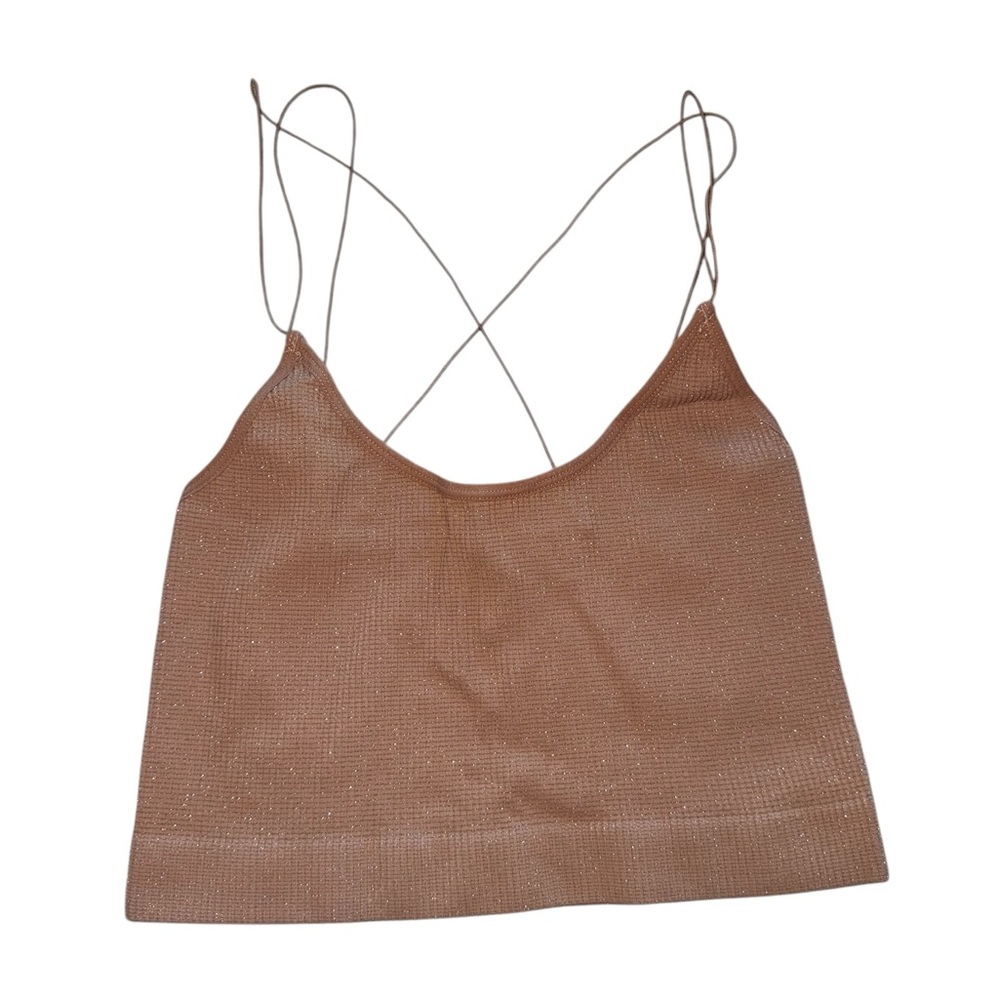 Urban Outfitters Shimmery Tan Metallic Knit Cami Tank